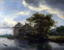 212/ruisdael, jacob isaackszon van - a cottage and a hayrick by a river